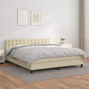 Box spring postel s matrací krémová 180x200 cm umělá kůže - obrázek 1