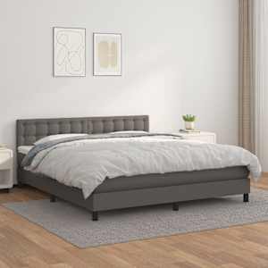 Box spring postel s matrací šedá 180x200 cm umělá kůže - obrázek 1