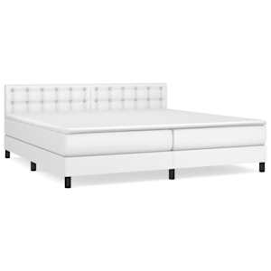 Box spring postel s matrací bílá 200x200 cm umělá kůže - obrázek 2