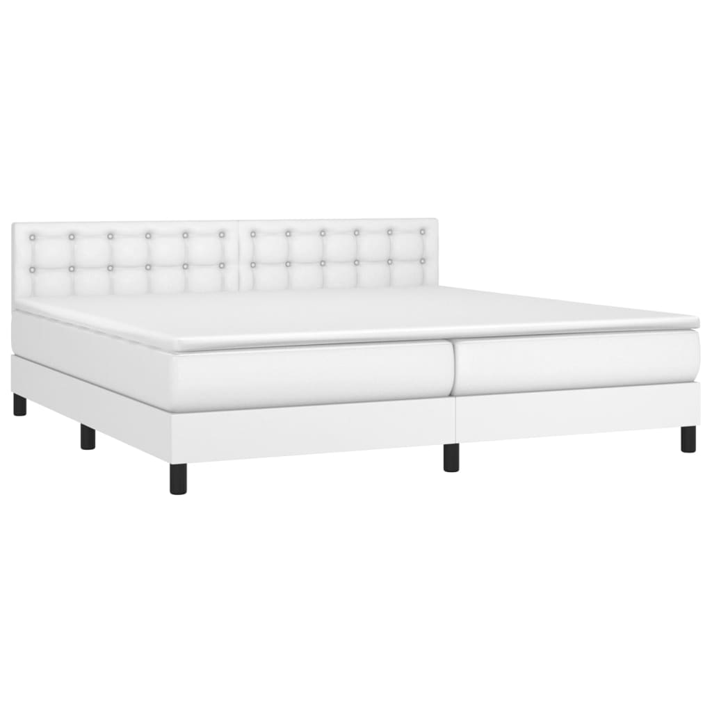 vidaXL Boxspring met matras kunstleer wit 200x200 cm afbeelding