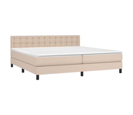 vidaXL Box spring postel s matrac&iacute; cappuccino 200 x 200 cm uměl&aacute; kůže