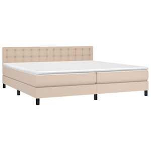 vidaXL Box spring postel s matrac&iacute; cappuccino 200 x 200 cm uměl&aacute; kůže