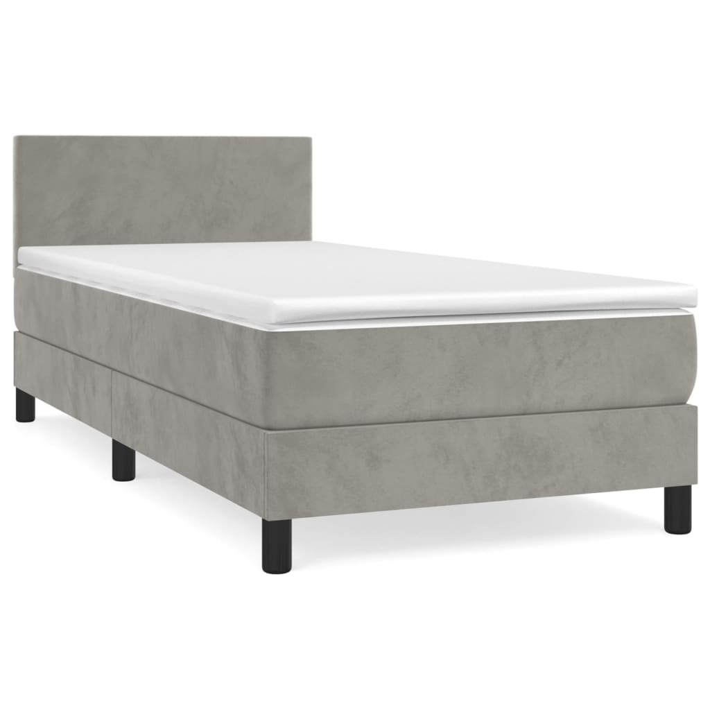 VidaXL Boxspring Met Matras Fluweel Lichtgrijs 80x200 Cm