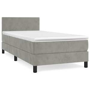 Box spring postel s matrací světle šedá 80 x 200 cm samet - obrázek 2
