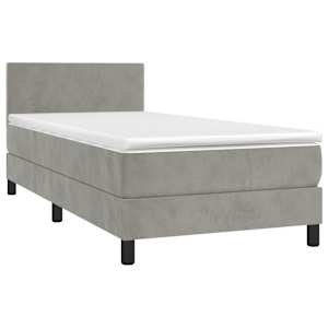 Box spring postel s matrací světle šedá 80 x 200 cm samet - obrázek 3