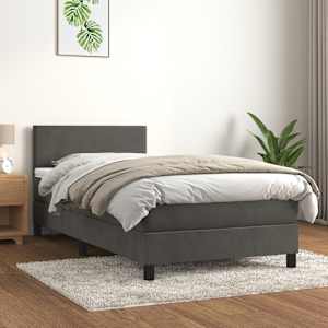 Box spring postel s matrací tmavě šedá 80 x 200 cm samet - obrázek 1