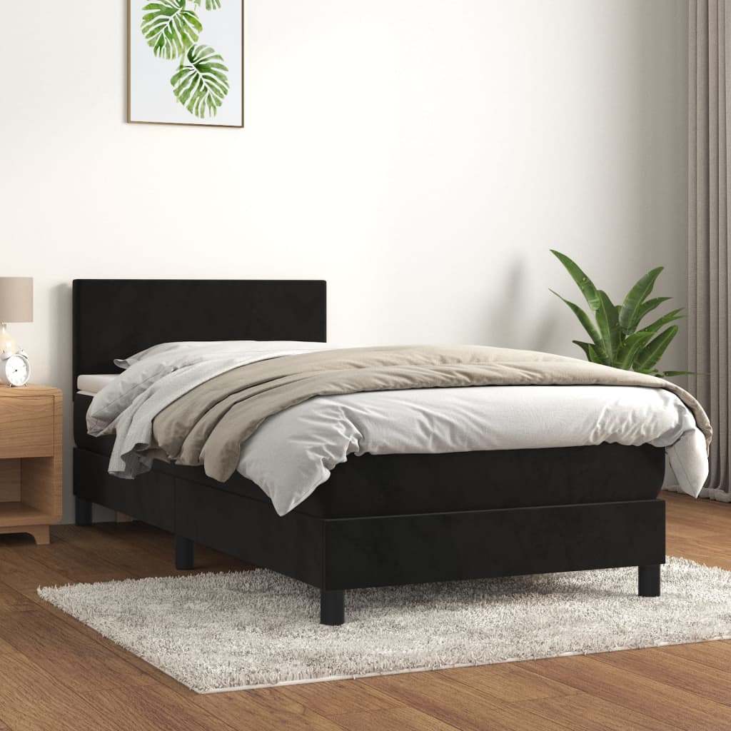 Boxspringbett mit Matratze Schwarz 80×200 cm Samt