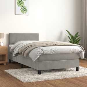 Box spring postel s matrací světle šedá 90x190 cm samet - obrázek 1