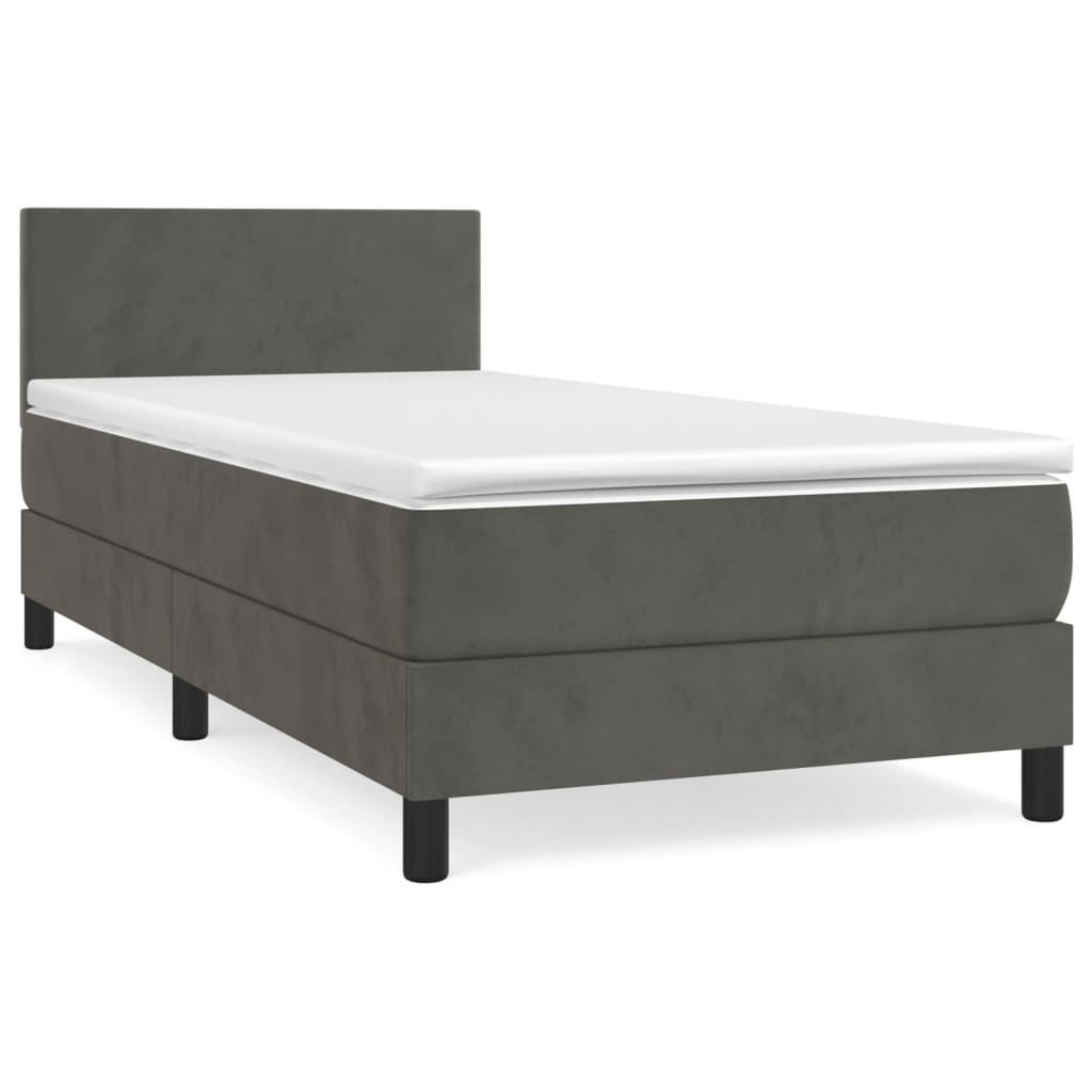 Thumbnail - vidaXL Boxspringbett mit Matratze Dunkelgrau 90x190 cm Samt