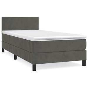 Box spring postel s matrací tmavě šedá 90x190 cm samet - obrázek 2