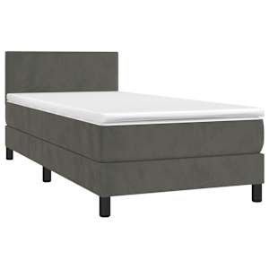 Box spring postel s matrací tmavě šedá 90x190 cm samet - obrázek 3