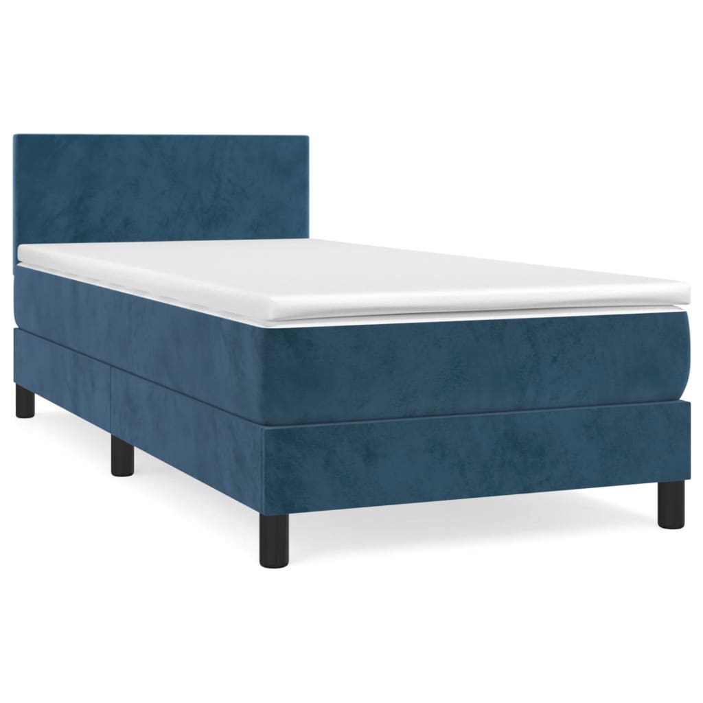 Thumbnail - vidaXL Boxspringbett mit Matratze Dunkelblau 90x190 cm Samt
