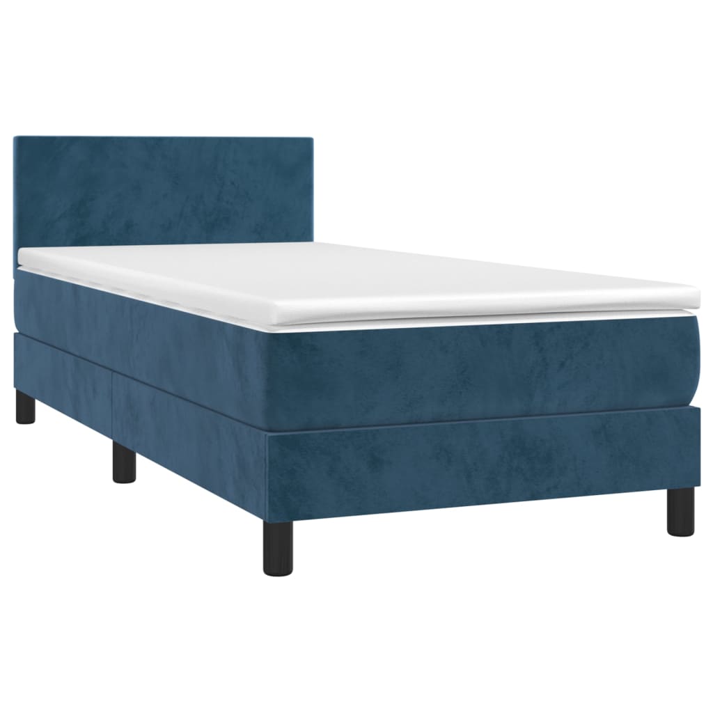 Thumbnail - vidaXL Boxspringbett mit Matratze Dunkelblau 90x190 cm Samt