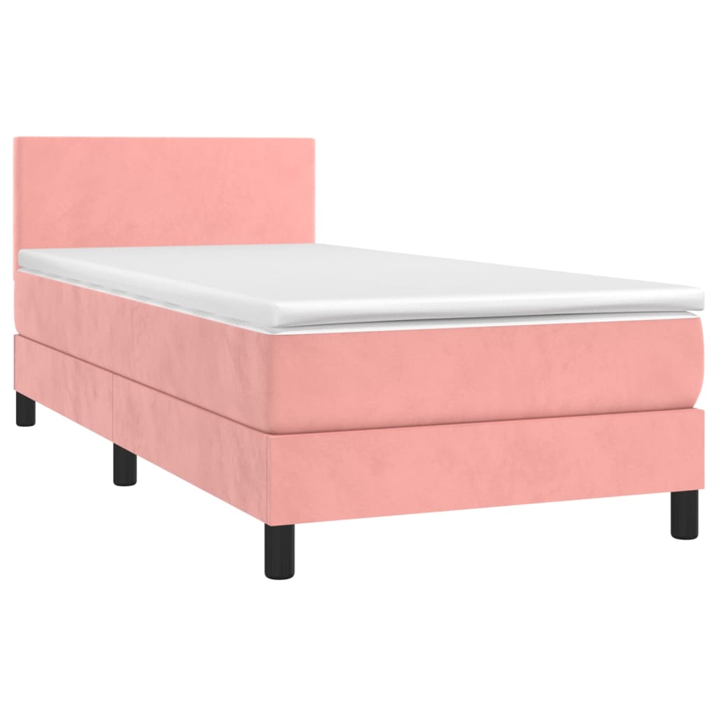 vidaXL Boxspring met matras fluweel roze 90x190 cm afbeelding