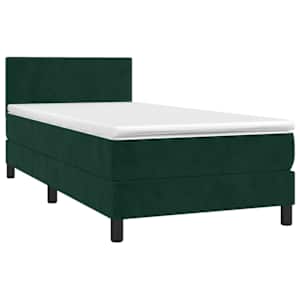 Box spring postel s matrací tmavě zelená 90x200 cm samet - obrázek 3