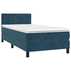 Box spring postel s matrací tmavě modrá 90x200 cm samet - obrázek 3