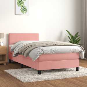Box spring postel s matrací růžová 100x200 cm samet - obrázek 1