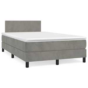Box spring postel s matrací světle šedá 120 x 200 cm samet - obrázek 2