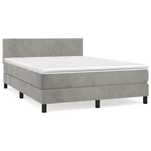 Box spring postel s matrací světle šedá 140x190 cm samet - obrázek 2