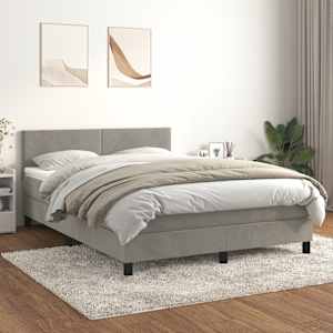 Box spring postel s matrací světle šedá 140x190 cm samet - obrázek 1