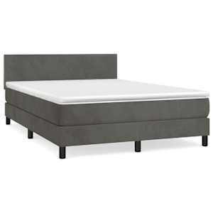 Box spring postel s matrací tmavě šedá 140x200 cm samet - obrázek 2
