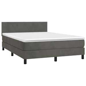 Box spring postel s matrací tmavě šedá 140x200 cm samet - obrázek 3