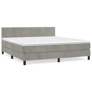 Box spring postel s matrací světle šedá 160x200 cm samet - obrázek 2