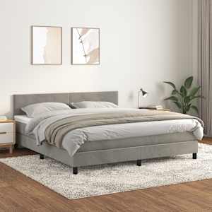 Box spring postel s matrací světle šedá 160x200 cm samet - obrázek 1