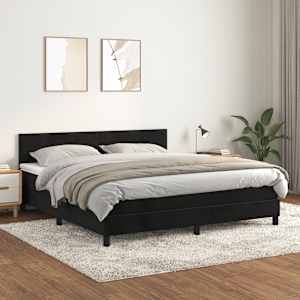 Box spring postel s matrací černá 160x200 cm samet - obrázek 1
