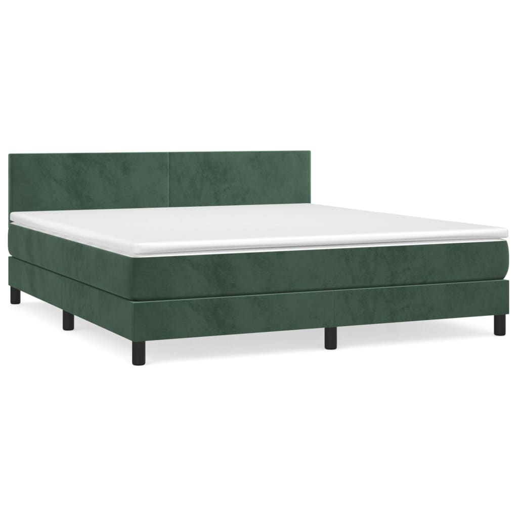 vidaXL Box spring postel s matrací tmavě zelená 160x200 cm samet