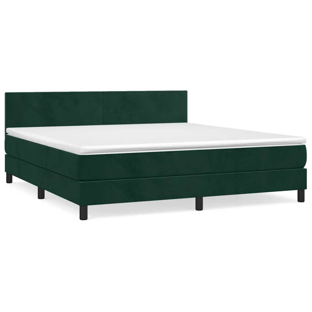 vidaXL Box spring postel s matrací tmavě zelená 160x200 cm samet