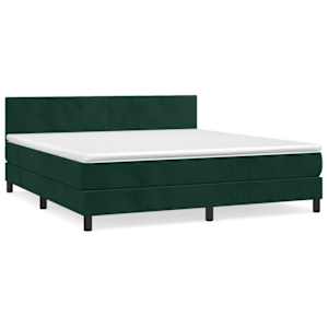 Box spring postel s matrací tmavě zelená 160x200 cm samet - obrázek 2