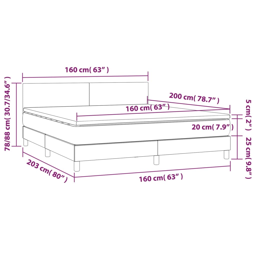 Pat box spring cu saltea, verde închis, 160x200 cm, catifea