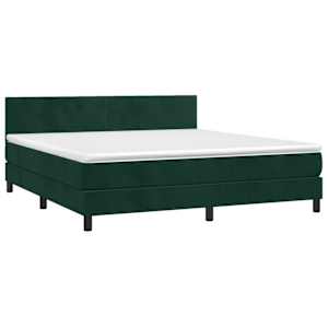 Box spring postel s matrací tmavě zelená 160x200 cm samet - obrázek 3