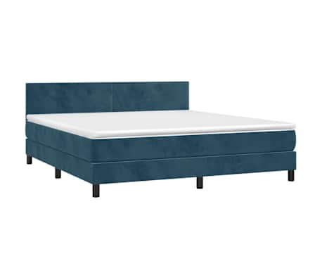vidaXL Sommier &agrave; lattes de lit et matelas Bleu fonc&eacute; 160x200cm Velours
