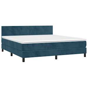 vidaXL Sommier &agrave; lattes de lit et matelas Bleu fonc&eacute; 160x200cm Velours
