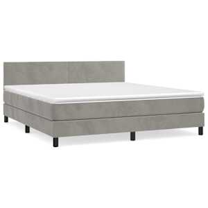 Box spring postel s matrací světle šedá 180x200 cm samet - obrázek 2