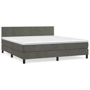 Box spring postel s matrací tmavě šedá 180x200 cm samet - obrázek 2