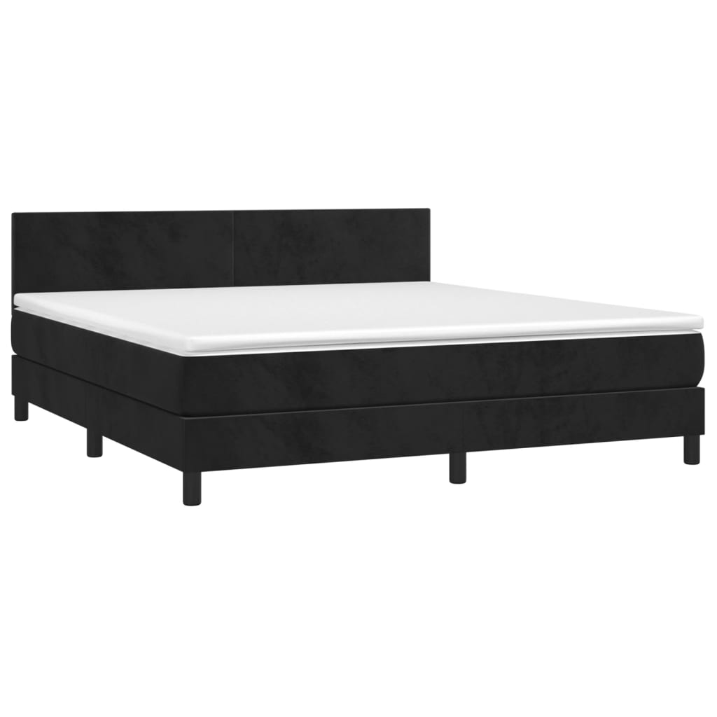 vidaXL Boxspring met matras fluweel zwart 180x200 cm afbeelding