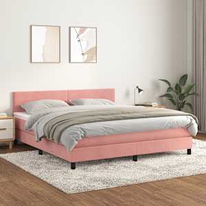 Box spring postel s matrací růžová 180x200 cm samet - obrázek 1