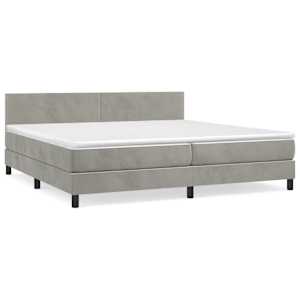 Box spring postel s matrací světle šedá 200x200 cm samet - obrázek 2