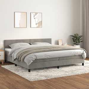 Box spring postel s matrací světle šedá 200x200 cm samet - obrázek 1
