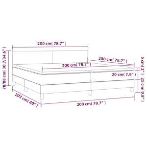 Box spring postel s matrací tmavě šedá 200x200 cm samet - obrázek 7