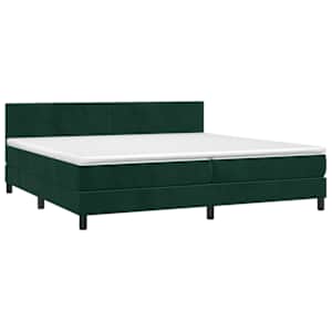 Box spring postel s matrací tmavě zelená 200x200 cm samet - obrázek 3