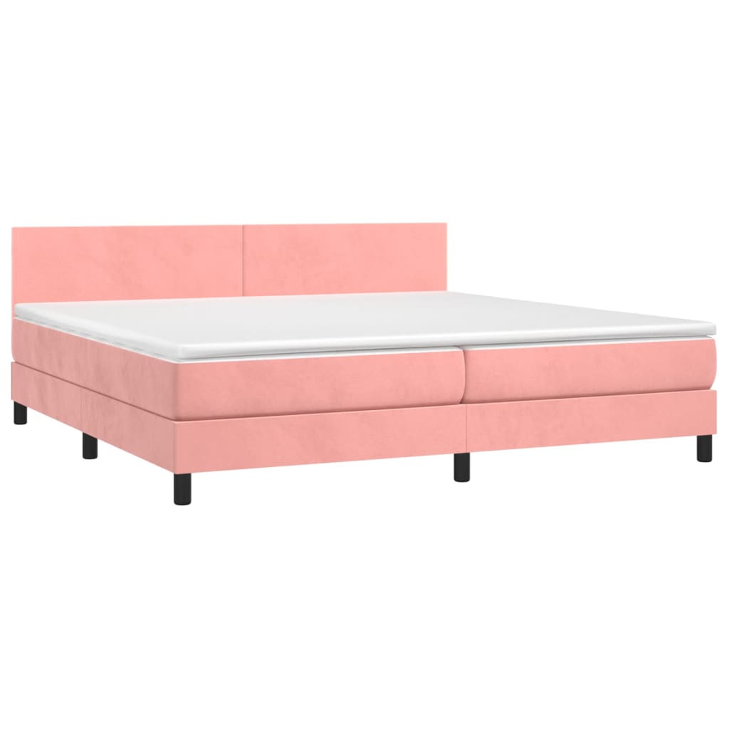 vidaXL Boxspring met matras fluweel roze 200x200 cm afbeelding