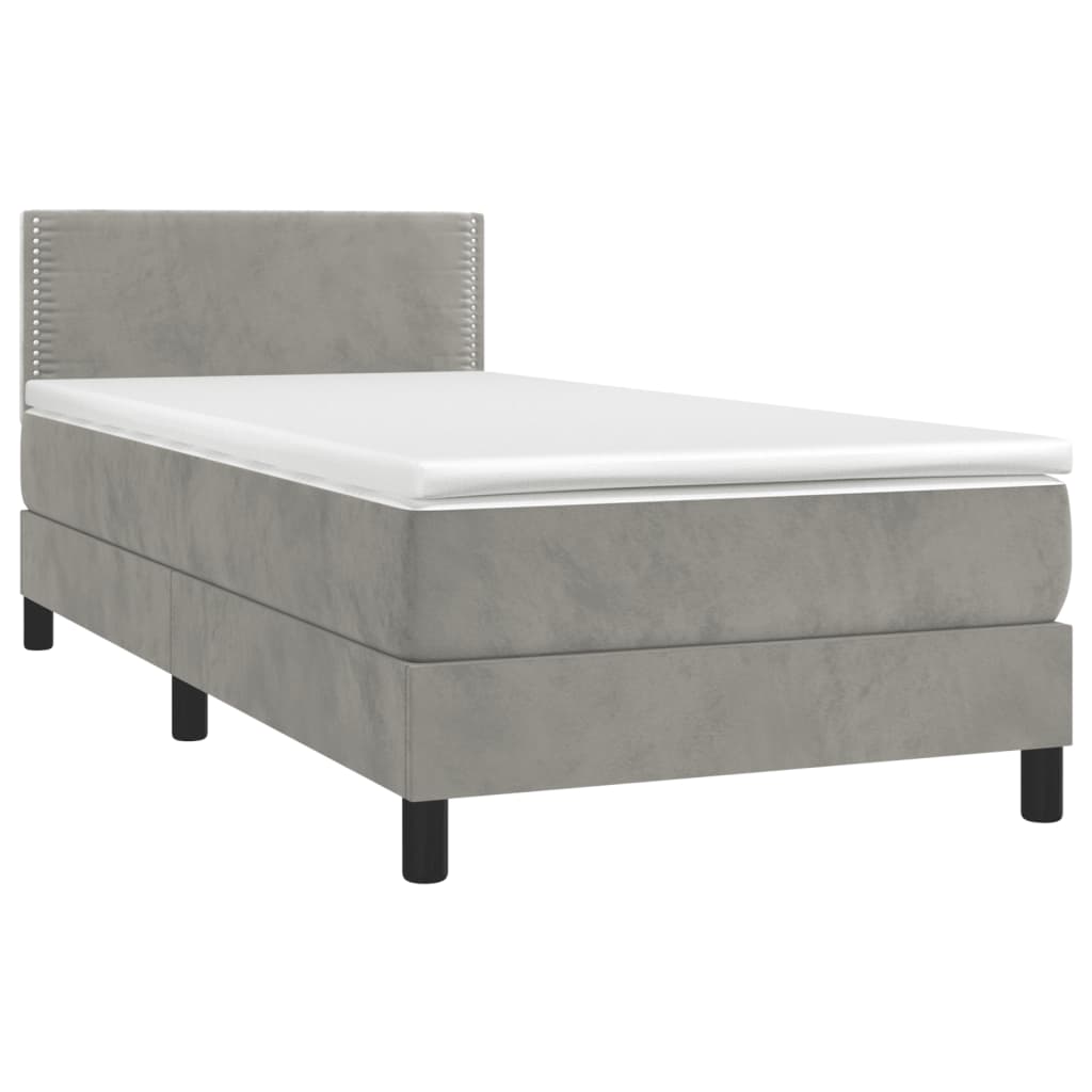 vidaXL Κρεβάτι Boxspring με Στρώμα Ανοιχτό Γκρι 80x200 εκ. Βελούδινο