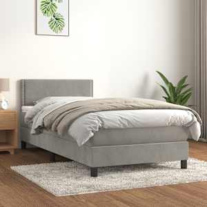 Box spring postel s matrací světle šedá 90x190 cm samet - obrázek 1