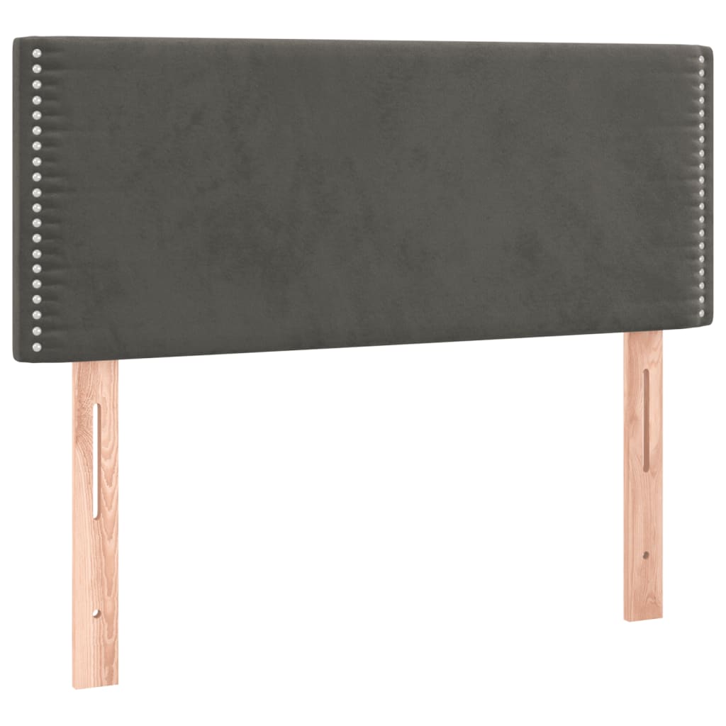 Pat box spring cu saltea, gri închis, 90x190 cm, catifea