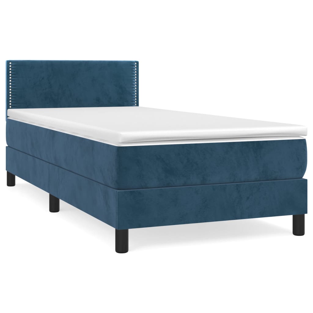 Thumbnail - vidaXL Boxspringbett mit Matratze Dunkelblau 90x190 cm Samt