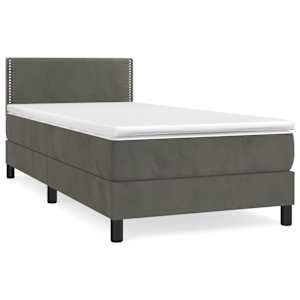 Box spring postel s matrací tmavě šedá 100x200 cm samet - obrázek 2